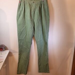 Woman Within Green Corduroy Pants Size 16T Elastic Waist Casual Comfort Trousers
